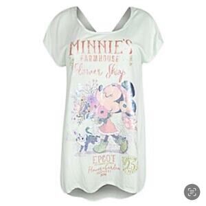 Disney Parks L Minnie Mouse Epcot Flower & Garden Festival 2018 Knot Back Shirt